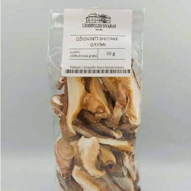 Džiovinti shiitake grybai, Leonpolio dvaras, 50 g